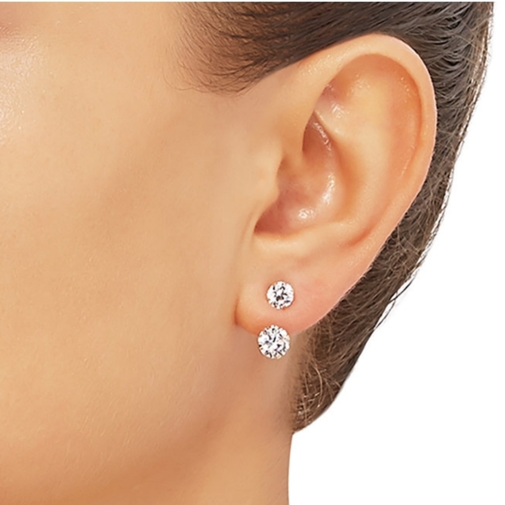 10kt Gold Cubic Zirconia Peekaboo Front And Back Earrings